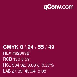 颜色代码: CMYK 0 / 94 / 55 / 49 | qconv.com