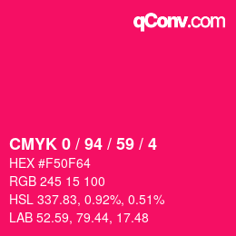 Color code: CMYK 0 / 94 / 59 / 4 | qconv.com