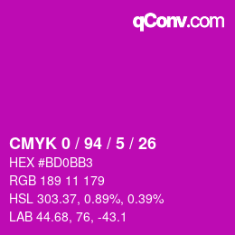 Color code: CMYK 0 / 94 / 5 / 26 | qconv.com