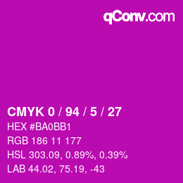 Color code: CMYK 0 / 94 / 5 / 27 | qconv.com