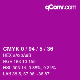 Color code: CMYK 0 / 94 / 5 / 36 | qconv.com