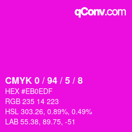 カラーコード: CMYK 0 / 94 / 5 / 8 | qconv.com