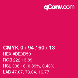 颜色代码: CMYK 0 / 94 / 60 / 13 | qconv.com