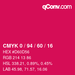 颜色代码: CMYK 0 / 94 / 60 / 16 | qconv.com