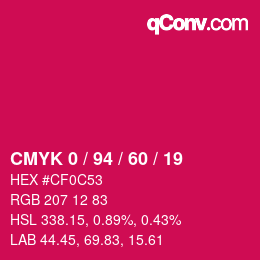 カラーコード: CMYK 0 / 94 / 60 / 19 | qconv.com