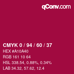 颜色代码: CMYK 0 / 94 / 60 / 37 | qconv.com