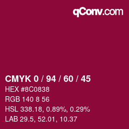 Color code: CMYK 0 / 94 / 60 / 45 | qconv.com