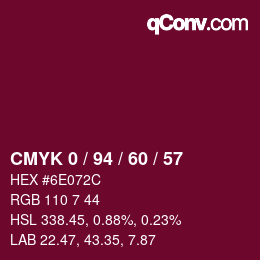 Color code: CMYK 0 / 94 / 60 / 57 | qconv.com