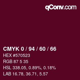 Color code: CMYK 0 / 94 / 60 / 66 | qconv.com