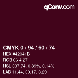 颜色代码: CMYK 0 / 94 / 60 / 74 | qconv.com