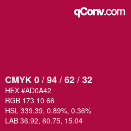颜色代码: CMYK 0 / 94 / 62 / 32 | qconv.com