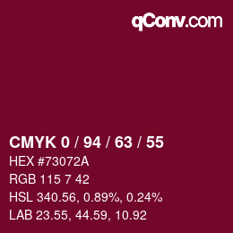 カラーコード: CMYK 0 / 94 / 63 / 55 | qconv.com