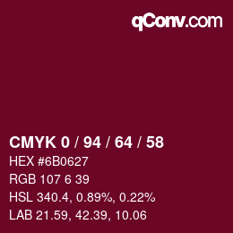 Farbcode: CMYK 0 / 94 / 64 / 58 | qconv.com