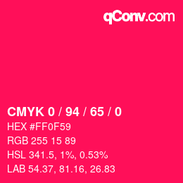颜色代码: CMYK 0 / 94 / 65 / 0 | qconv.com