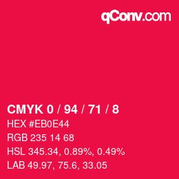 Color code: CMYK 0 / 94 / 71 / 8 | qconv.com
