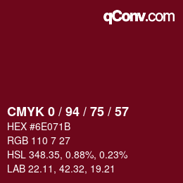 Farbcode: CMYK 0 / 94 / 75 / 57 | qconv.com