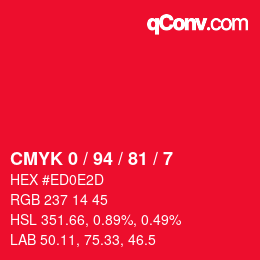 Color code: CMYK 0 / 94 / 81 / 7 | qconv.com