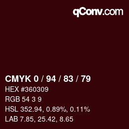 Color code: CMYK 0 / 94 / 83 / 79 | qconv.com