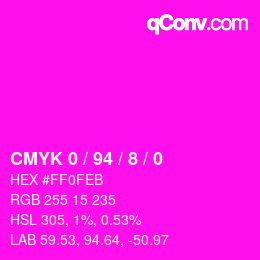 カラーコード: CMYK 0 / 94 / 8 / 0 | qconv.com
