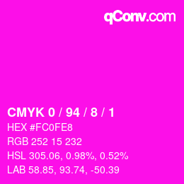 カラーコード: CMYK 0 / 94 / 8 / 1 | qconv.com