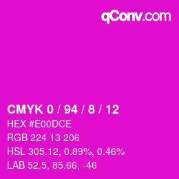 カラーコード: CMYK 0 / 94 / 8 / 12 | qconv.com