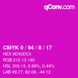 Color code: CMYK 0 / 94 / 8 / 17 | qconv.com
