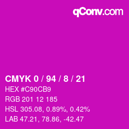 Color code: CMYK 0 / 94 / 8 / 21 | qconv.com