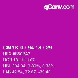 Color code: CMYK 0 / 94 / 8 / 29 | qconv.com