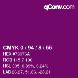 カラーコード: CMYK 0 / 94 / 8 / 55 | qconv.com