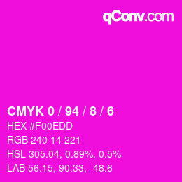 カラーコード: CMYK 0 / 94 / 8 / 6 | qconv.com