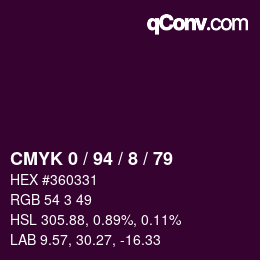 カラーコード: CMYK 0 / 94 / 8 / 79 | qconv.com