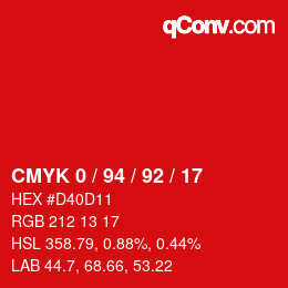 Color code: CMYK 0 / 94 / 92 / 17 | qconv.com