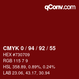 Color code: CMYK 0 / 94 / 92 / 55 | qconv.com