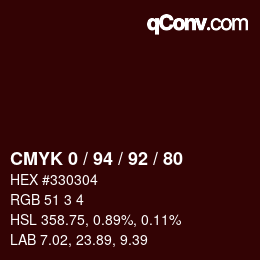 カラーコード: CMYK 0 / 94 / 92 / 80 | qconv.com