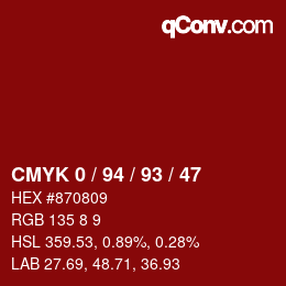 Color code: CMYK 0 / 94 / 93 / 47 | qconv.com