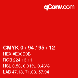 Color code: CMYK 0 / 94 / 95 / 12 | qconv.com