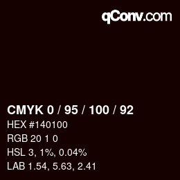 颜色代码: CMYK 0 / 95 / 100 / 92 | qconv.com