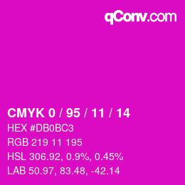 颜色代码: CMYK 0 / 95 / 11 / 14 | qconv.com