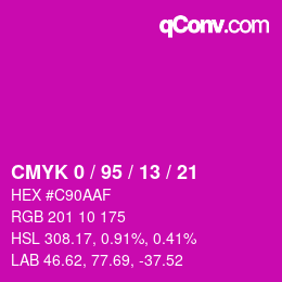 Color code: CMYK 0 / 95 / 13 / 21 | qconv.com
