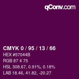 Color code: CMYK 0 / 95 / 13 / 66 | qconv.com