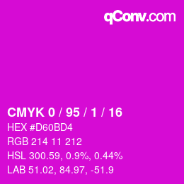 カラーコード: CMYK 0 / 95 / 1 / 16 | qconv.com
