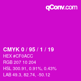 カラーコード: CMYK 0 / 95 / 1 / 19 | qconv.com