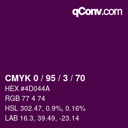 Color code: CMYK 0 / 95 / 3 / 70 | qconv.com