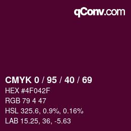 Color code: CMYK 0 / 95 / 40 / 69 | qconv.com