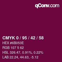 颜色代码: CMYK 0 / 95 / 42 / 58 | qconv.com