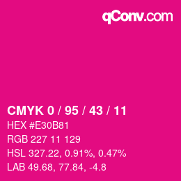 Color code: CMYK 0 / 95 / 43 / 11 | qconv.com
