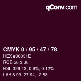 颜色代码: CMYK 0 / 95 / 47 / 78 | qconv.com