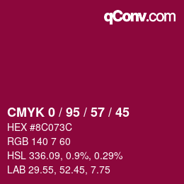 Código de color: CMYK 0 / 95 / 57 / 45 | qconv.com