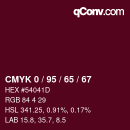Farbcode: CMYK 0 / 95 / 65 / 67 | qconv.com
