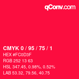 Color code: CMYK 0 / 95 / 75 / 1 | qconv.com